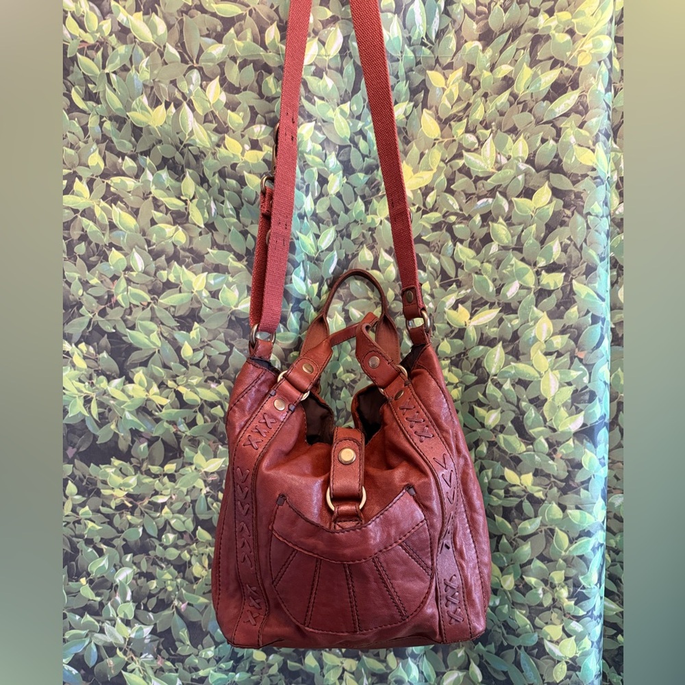 Vintage Lucky Brand Leather Hobo Satchel Bag - Picture 9 of 14